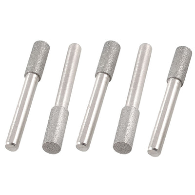 Harfington 5pcs Cylindrical Head Alloy Shank Diamond Mounted Points File 8mmx20mmx6mm