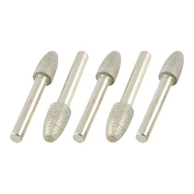 Harfington 5pcs Alloy Shank Tapered Tip Diamond Mounted Points Buffing Bits 6mm×10mm