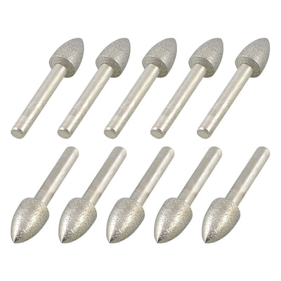 Harfington 10pcs 6mm×12mm Taper Nose Buffing Bits Diamond Mounted Points File
