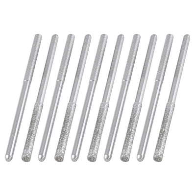 Harfington 10pcs Cylindrical Nose Alloy Shank Polisher Diamond Mounted Points 28mmx3mmx3mm