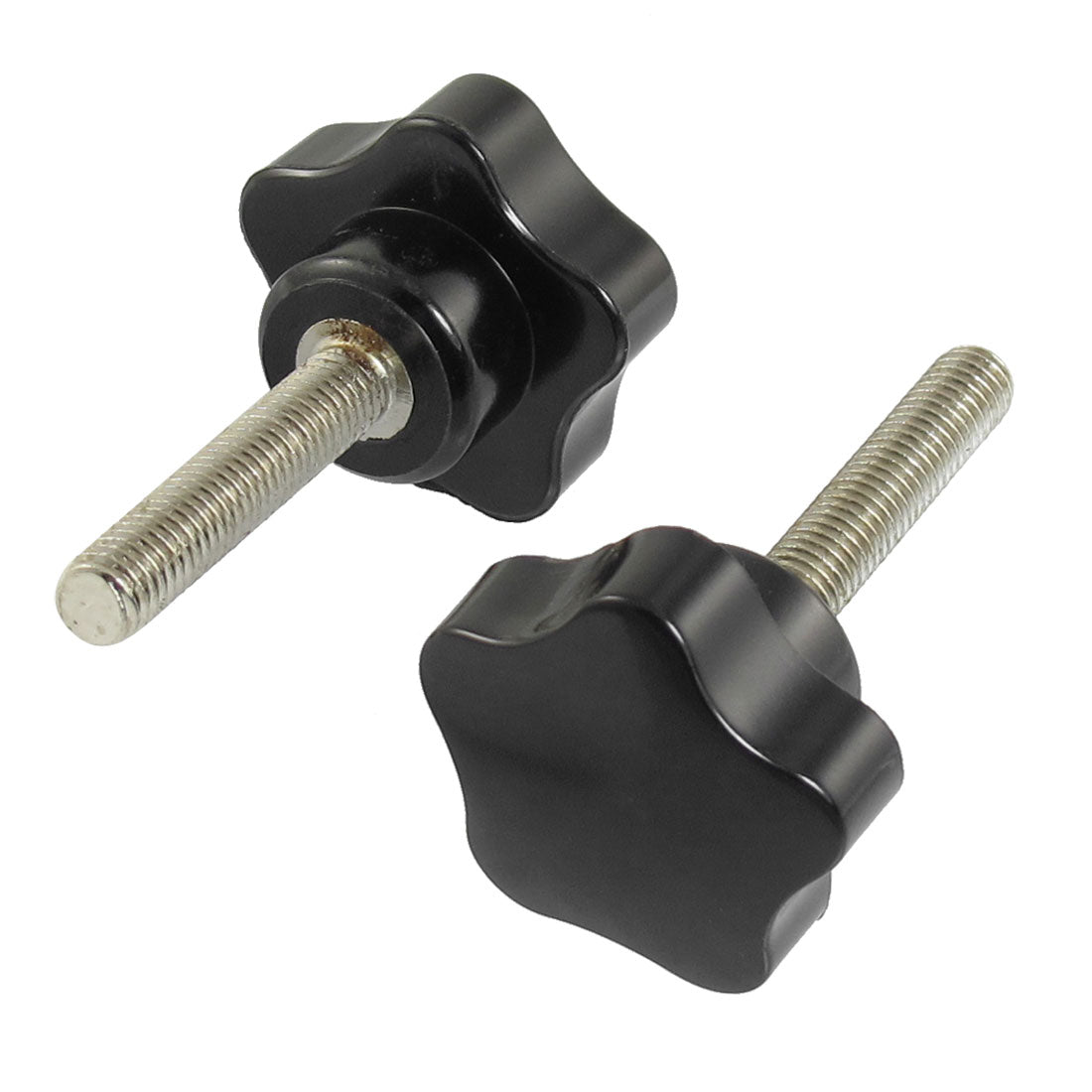Harfington 2pcs 40mm Thread Length 8mm Male Threaded Screw on Star Knobs Black