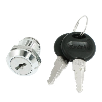 Harfington Silver Tone Metal Hex Nut 18mm Thread Closet Mailbox Cam Lock w 2 Keys