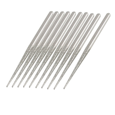 Harfington 10Pcs 3mm Dia Shank Diamond Coated Tip Abrading Buffing Needle Files 70mm Long