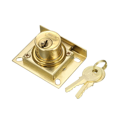Harfington Home Office 22mm Diameter Cylinder Head Furniture Security Drawer Lock w 2 Keys