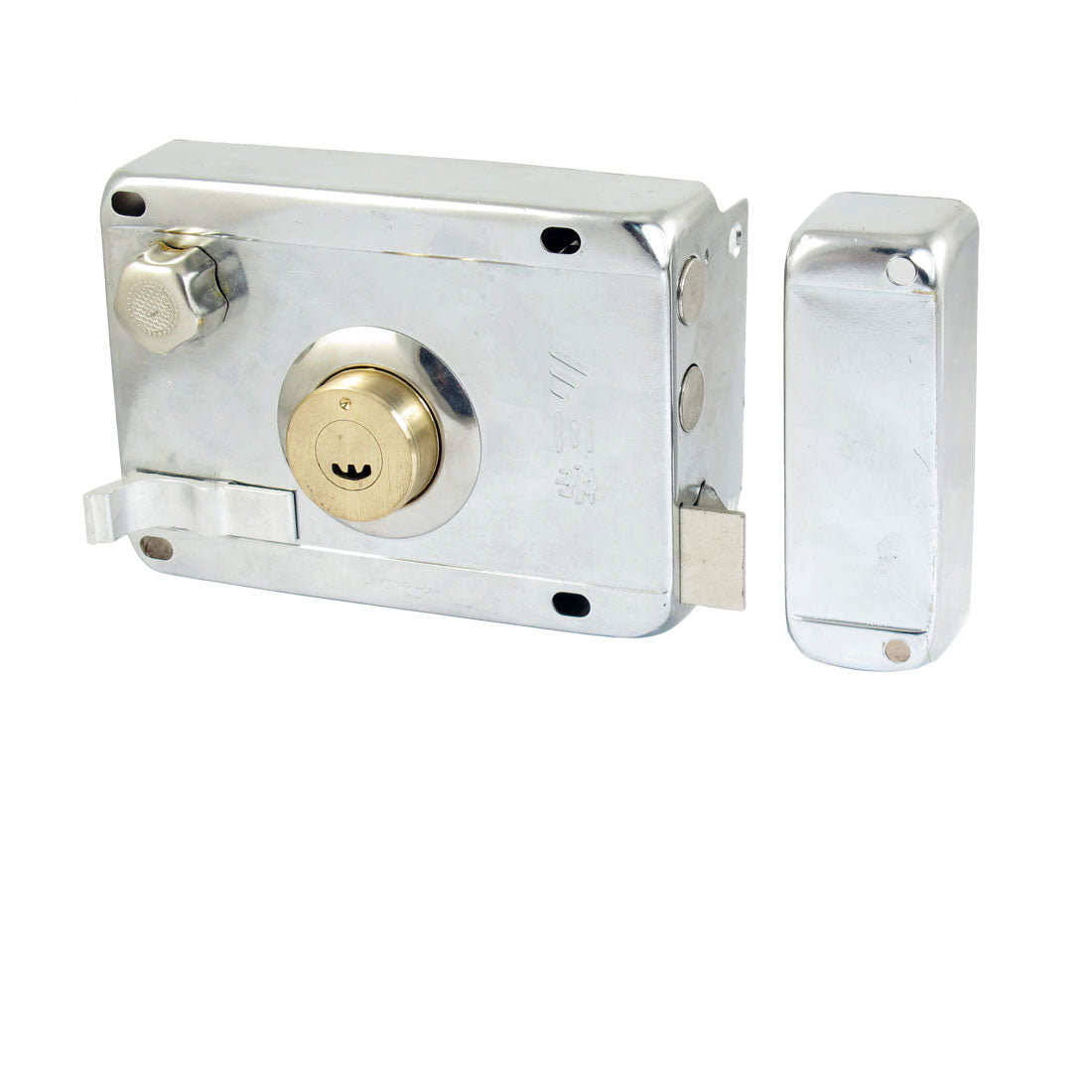 Harfington Office Home Silver Tone Right Hand Door Deadbolt Rim Lock w 5 Keys