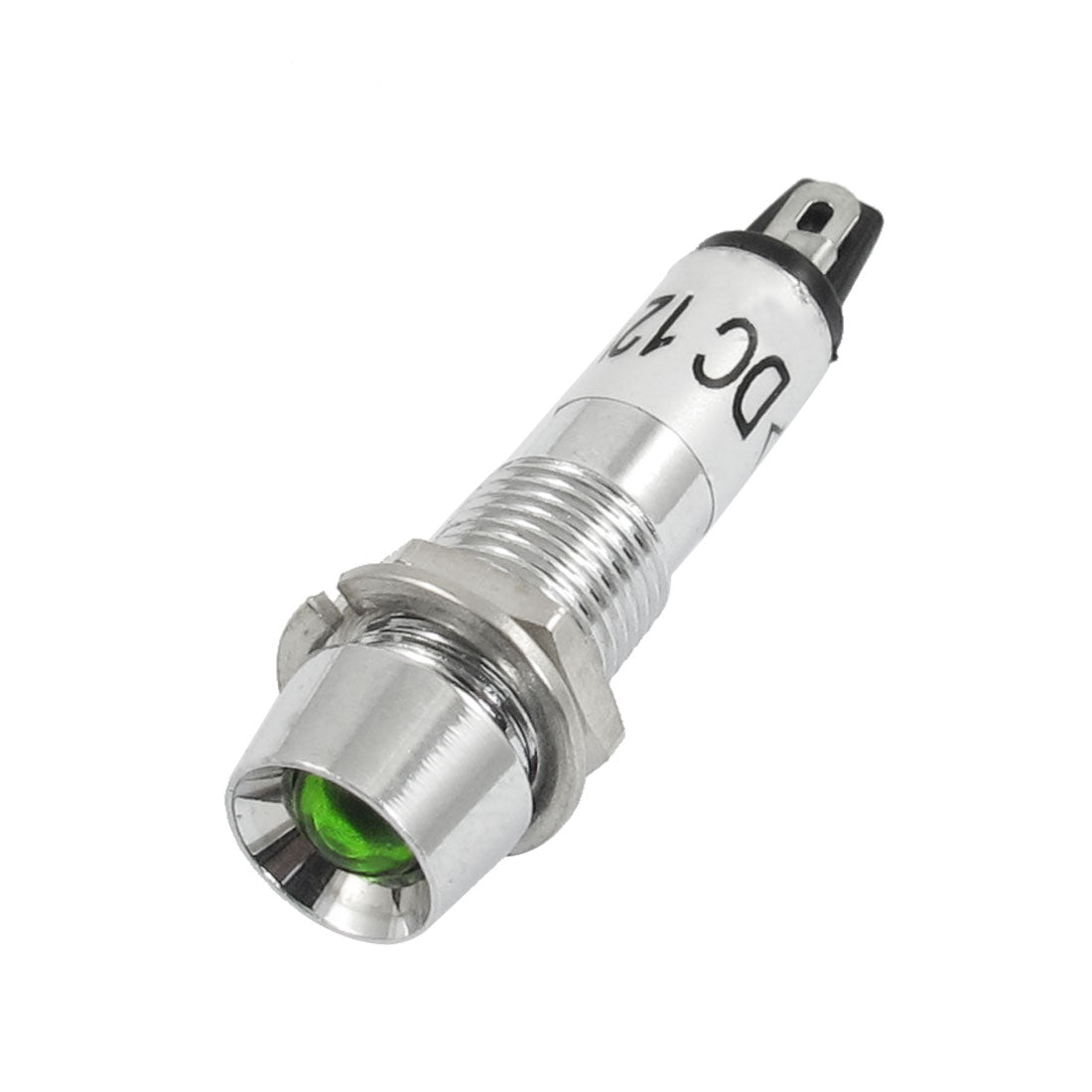 Harfington DC 12V 7.6mm Terminals Green Light Signal Indicator Lamp