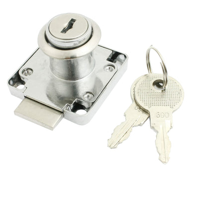 Harfington 1.5"×1.5" Glass Cabinet Single Door Cylinder Rim Security Lock Silver Tone