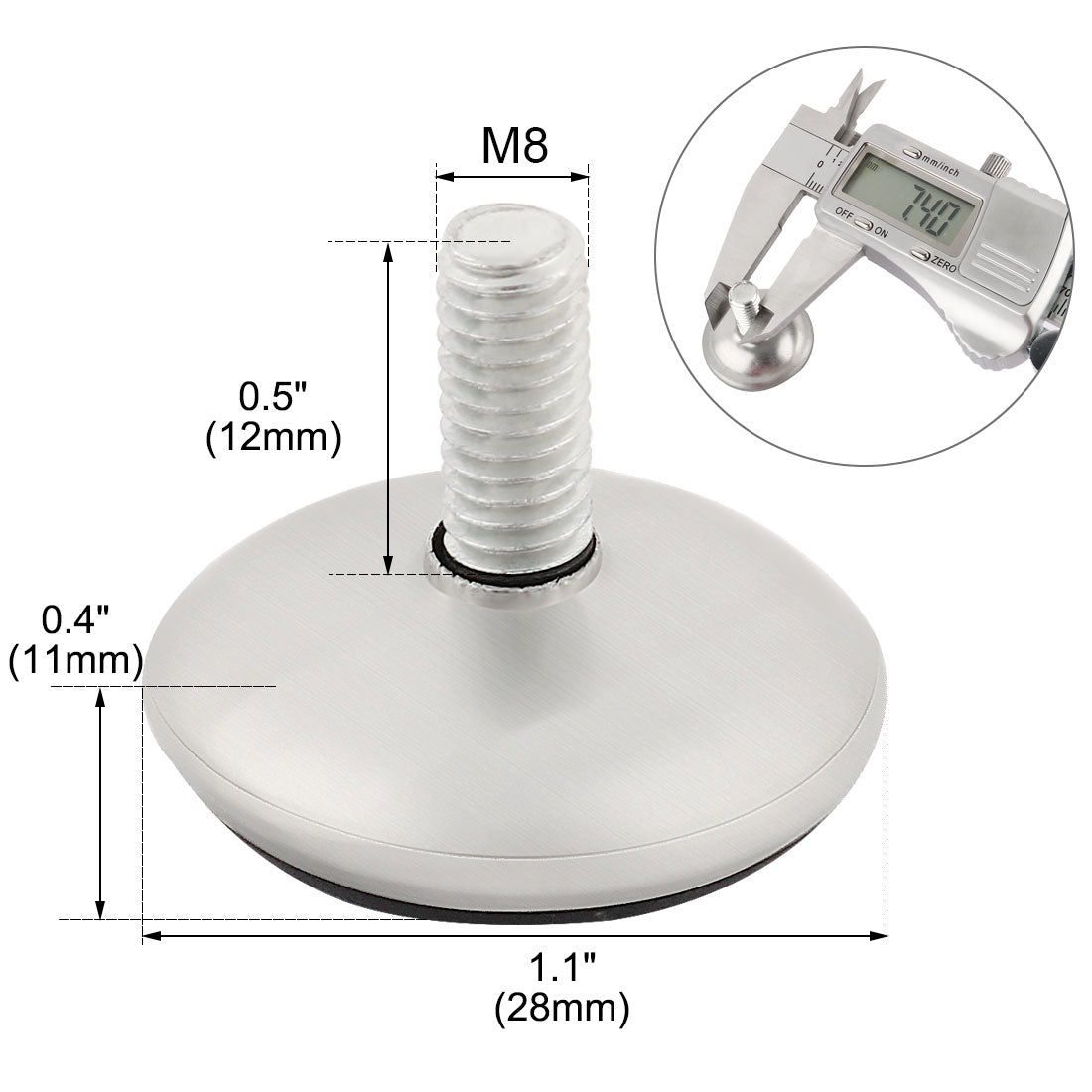 uxcell Uxcell 18 Pcs Metal Threaded Rod Round Plastic Base Leveling Foot 8mmx12mmx28mm
