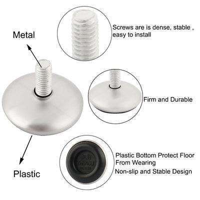 Harfington Uxcell 18 Pcs Metal Threaded Rod Round Plastic Base Leveling Foot 8mmx12mmx28mm