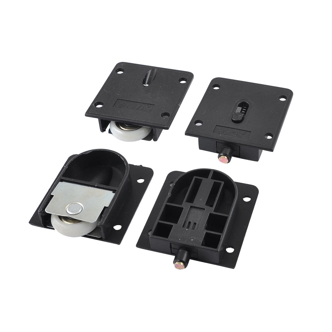 Harfington 2 Sets Black Plastic Housing Furniture Closet Cupboard Door Roller Wheel