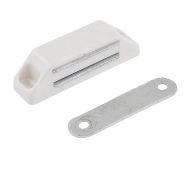 Harfington Cabinet Glass Door White Plastic Housing Metal Plate Magnetic Catch Latch