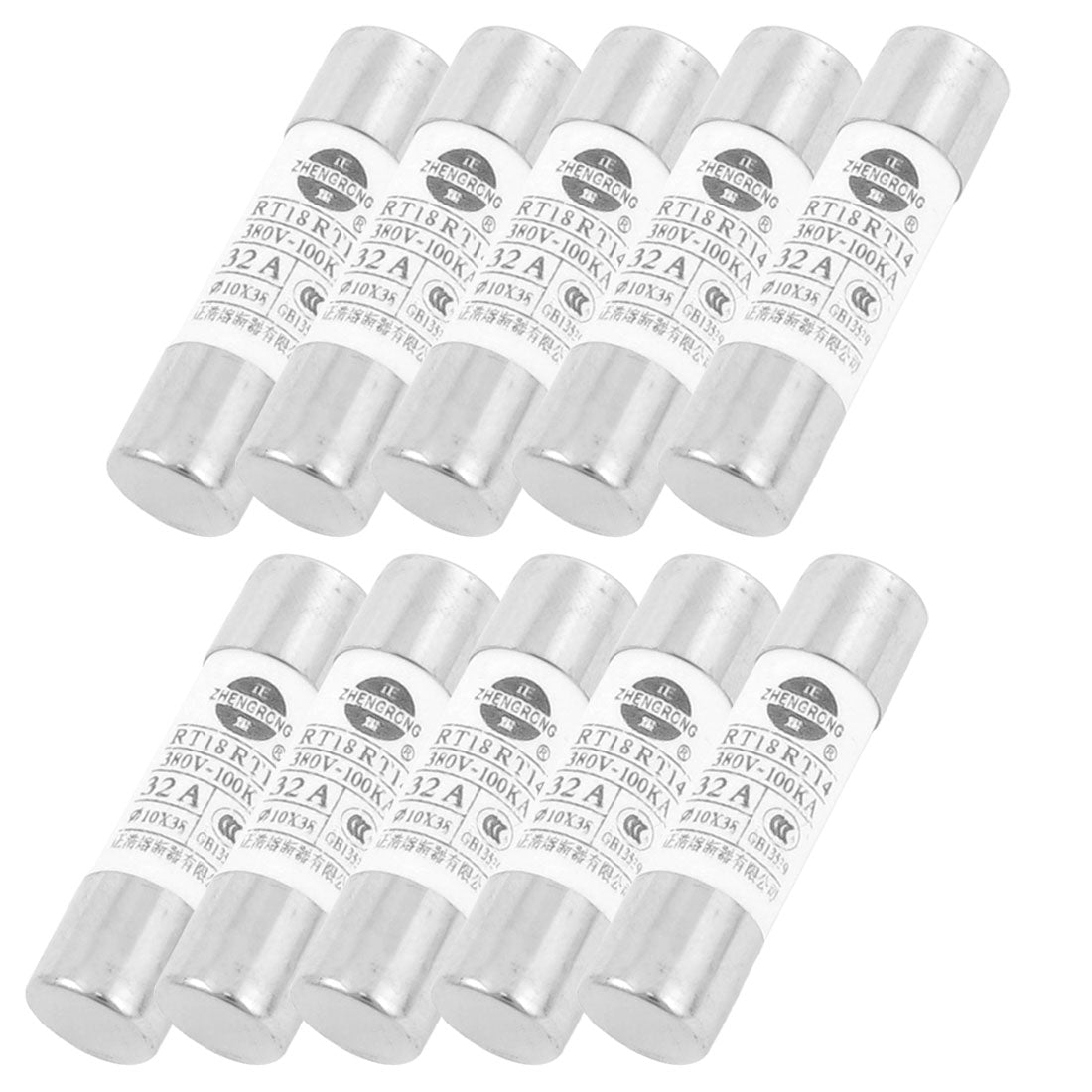 Harfington 380V 32A Ceramic Tube Cylindrical Fuse Links RT18TR14 10pcs