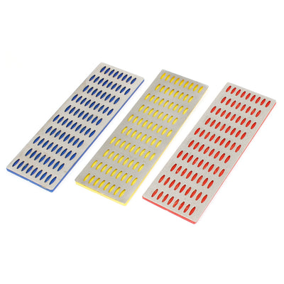 Harfington 3pcs Rectangle Plastic Base Diamond Coated Sharpening Stone 15.2cm×5cm