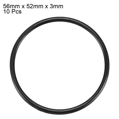 Harfington Uxcell 10 Pcs 3mm x 56mm Rubber Sealing Oil Filter O Rings Gasket Black