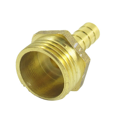 Harfington Industry Gold Tone 8mm Fuel Gas Hose Barb 1/2" PT Male Thread Coupling Fitting