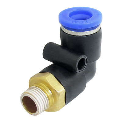 Harfington 8mm Hole 9mm Male Threaded Pneumatic Quick Fitting Joint Connector Black