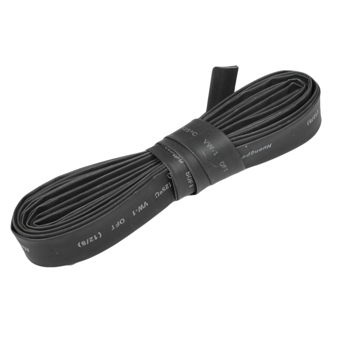 Harfington Black 12mm Diameter Polyolefin 2:1 Halogen-Free Heat Shrink Tubing 5M 16.5Ft