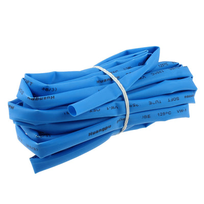 Harfington 6mm Dia 10mm Flat width Ratio 2:1 Heat Shrinkable Tube Shrink Tubing 5M Blue