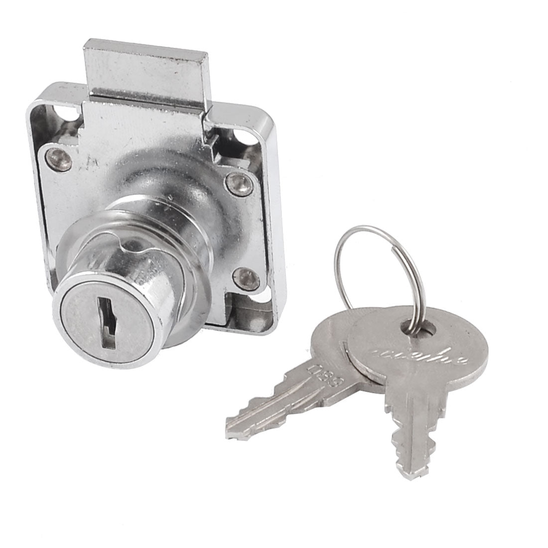 Harfington Silver Tone 19mm Dia Cylinder Head Furniture Security Drawer Lock w 2 Keys