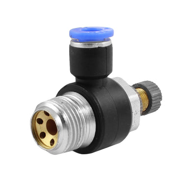 Harfington 1/4 PT Male Thread to 4mm Push in Fittings Speed Controller Blue Silver Tone