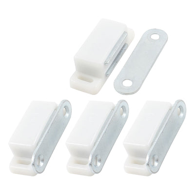 Harfington 4pcs White Plastic Case Metal Plate Cupboard Door Magnetic Catch 1.8"