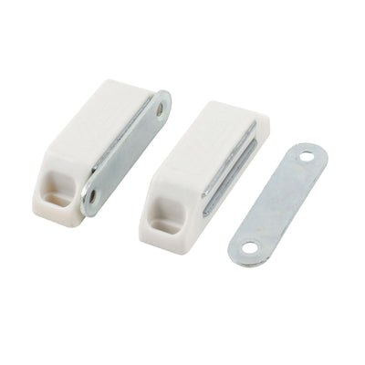 Harfington 2pcs Cupboard Cabinet Doors Plastic Magnetic Catch Latch White 2.4"