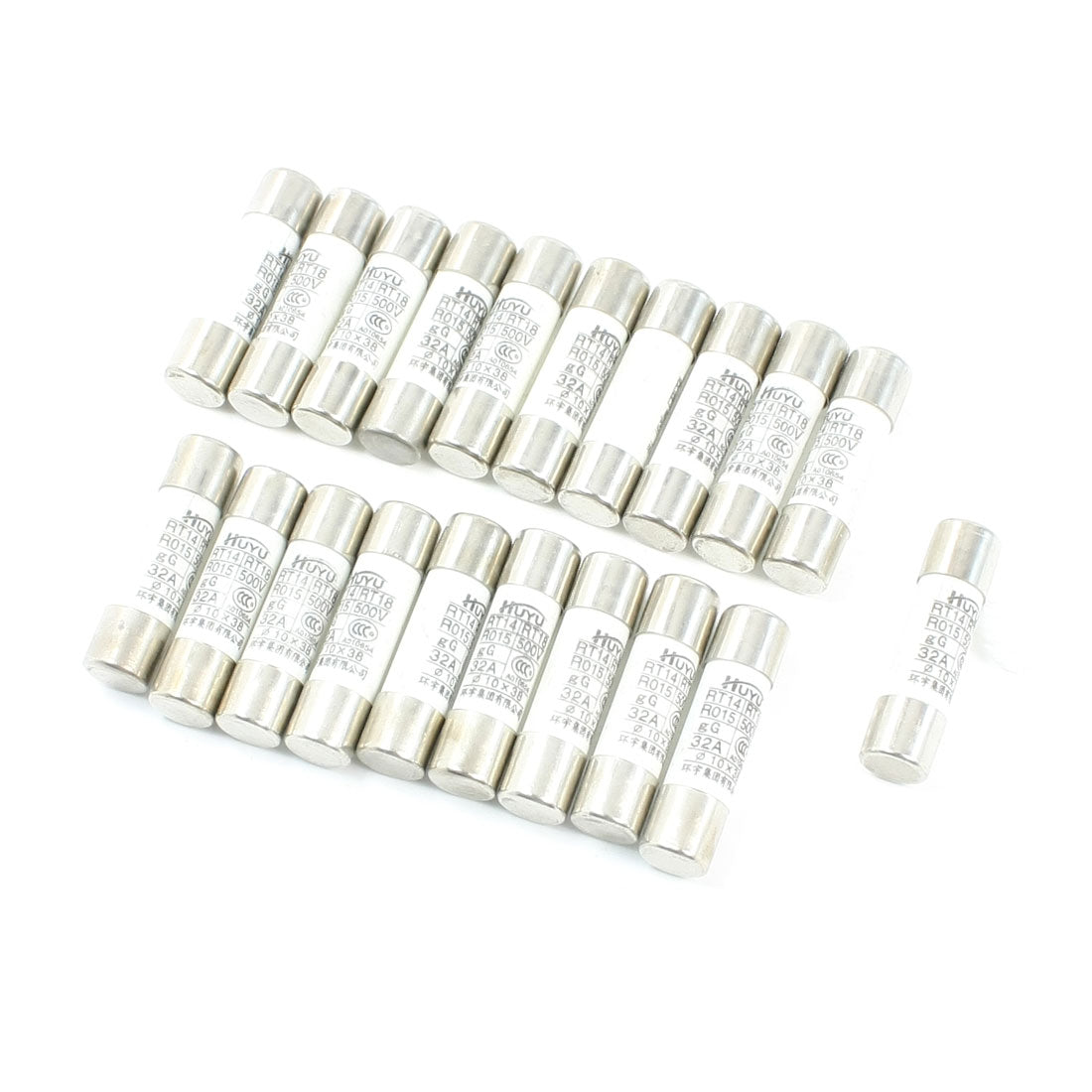 Harfington 20pcs 500V 32A 10×38mm Cylindrical Ceramic Tube Fuses Link RT14 RT18 RO15