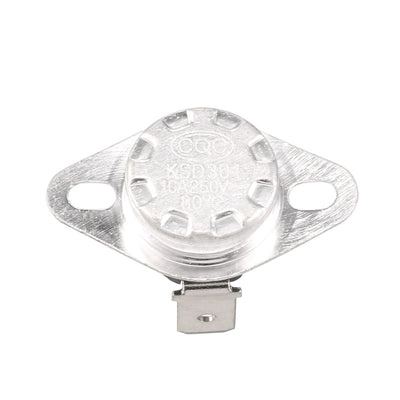 Harfington 2Pcs 80 Celsius 250V AC 10A Normal Closed Thermostat Switch KSD301