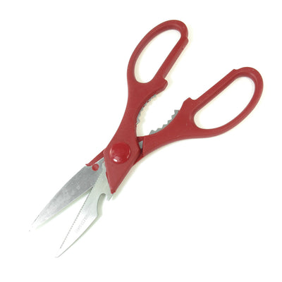 Harfington Kitchen Red Plastic Grip Stainless Steel Blade Bottle Opener Scissor Shear