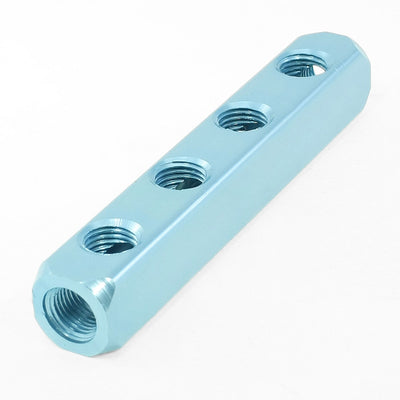 Harfington 1/4" PT 4 Way Aluminum Manifold Block Air Flow Splitter