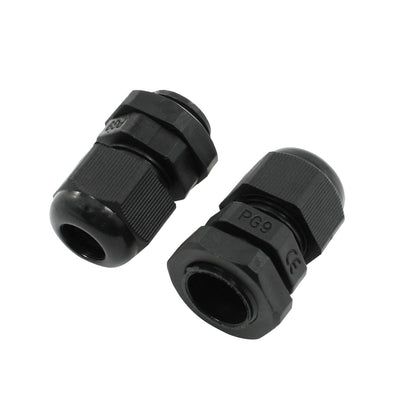 Harfington 4-9mm Black Plastic Waterproof Cable Gland Connector 2pcs