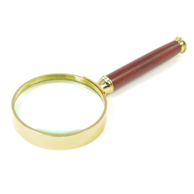 Harfington 50mm Diameter 3X-5X Optical Lens Rosewood Handle Gold Tone Frame Magnifying Glass