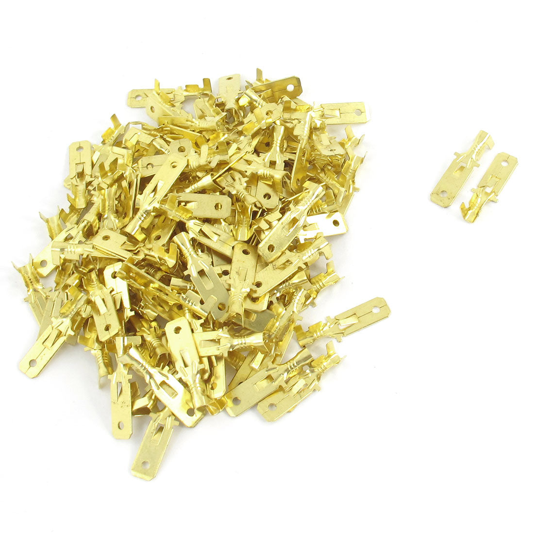 uxcell Uxcell 100 Pcs Gold Tone Metal Male Spade Crimp Terminal Connectors
