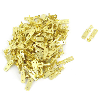 uxcell Uxcell 100 Pcs Gold Tone Metal Male Spade Crimp Terminal Connectors