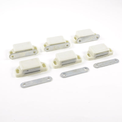 Harfington 6pcs Doors Hardwares 57mm Length Self-Aligning Magnetic Catch White Silver Tone