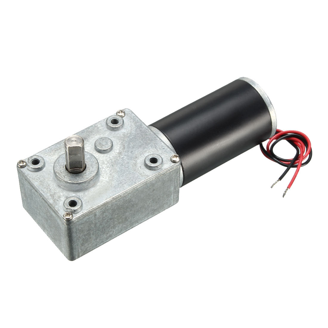 uxcell Uxcell 25RPM DC 24V 8mm Dia Shaft 2 Wires Gearbox Electric Geared Motor