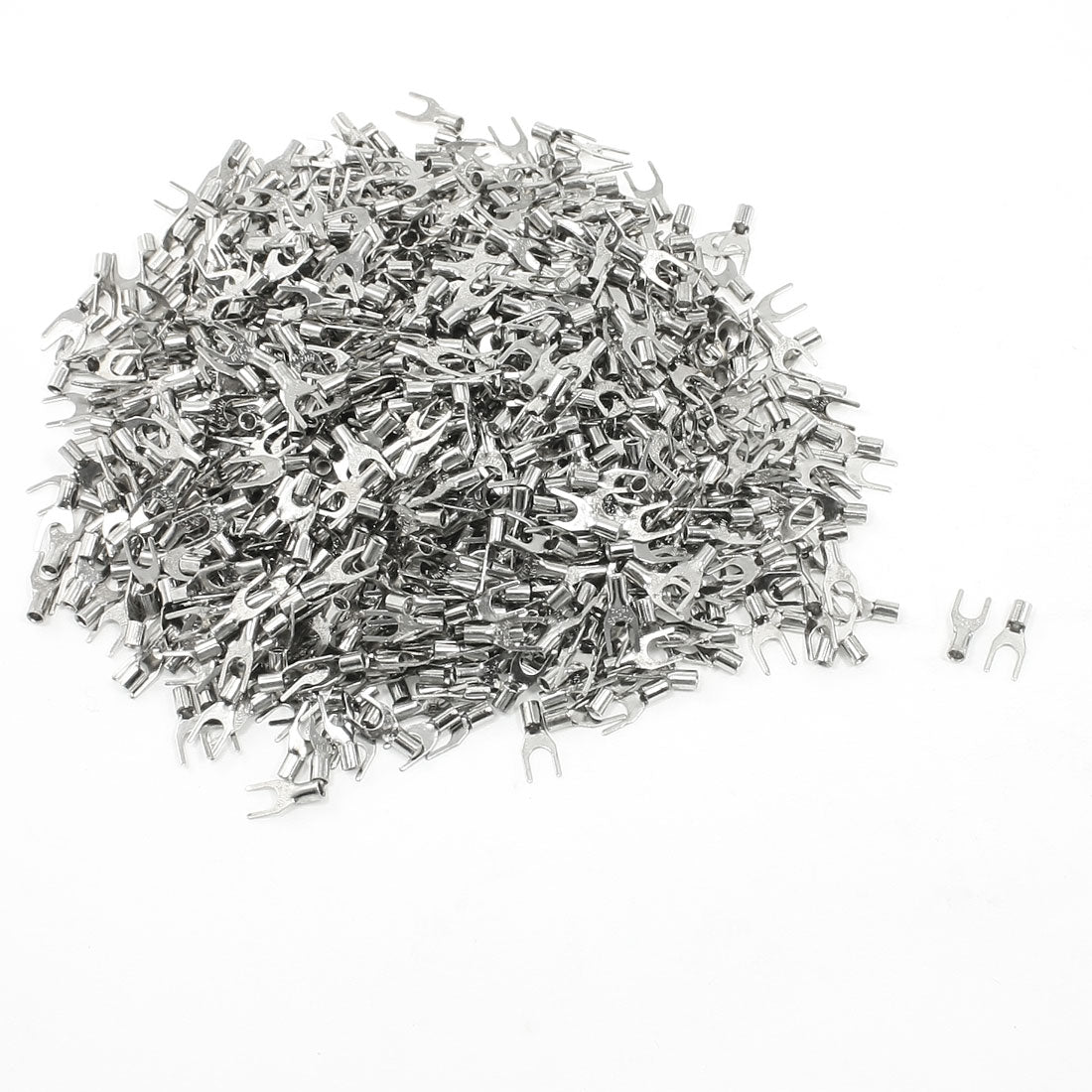 Harfington 1000pcs SNB5.5-5 Fork Type Non-Insulated Spade Cable Terminals for AWG 22-16
