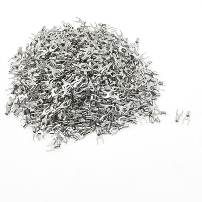 Harfington 1000pcs SNB5.5-5 Fork Type Non-Insulated Spade Cable Terminals for AWG 22-16