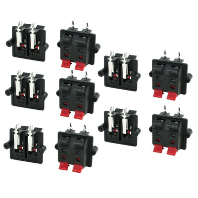 Harfington Double Row 2 Black 2 Red 4 Positions Speaker Terminal Plate 4P 10pcs