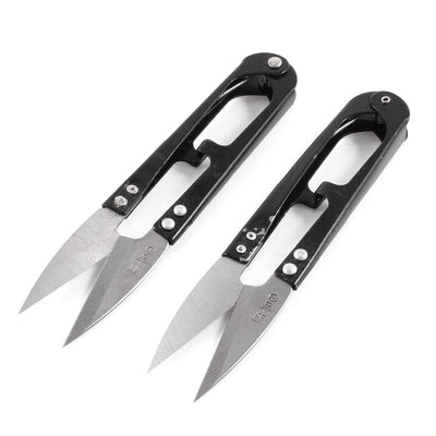 Harfington 2pcs Black Metal Grip Thread Clip Tailor Yarn Spring Scissors Stitch Cutter