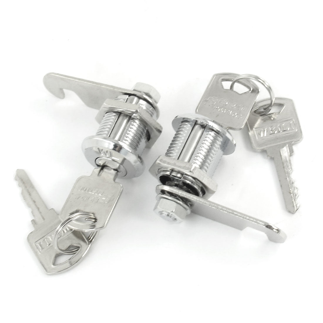 Harfington 2pcs Tool Box Cabinet Locking 18mm Dia Thread Cylinder Cam Locks w Keys 53mm
