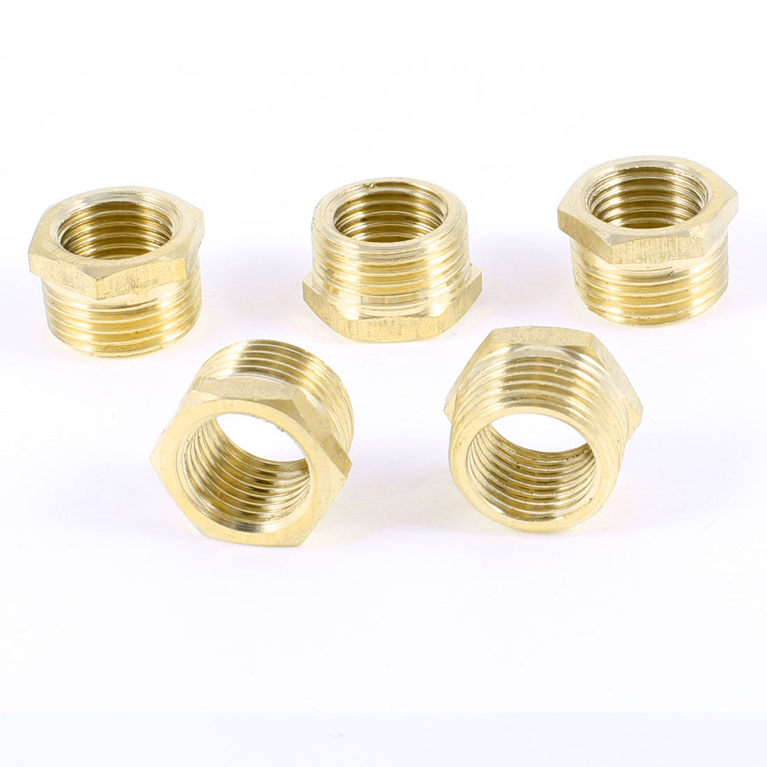 Harfington 5pcs Brass 1/2"PT×3/8"PT Male to Female Thread Hose Pipe Couplers Fittings