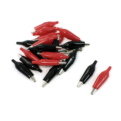 Harfington 20pcs 45mm Alligator Clip Battery Clamp Terst Probe Black Red