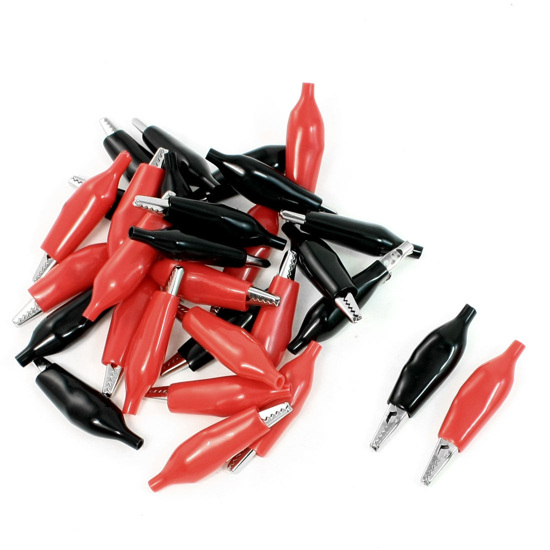Harfington 30pcs 45mm Clip Probe Testing Metallic Alligator Clamp Red Black