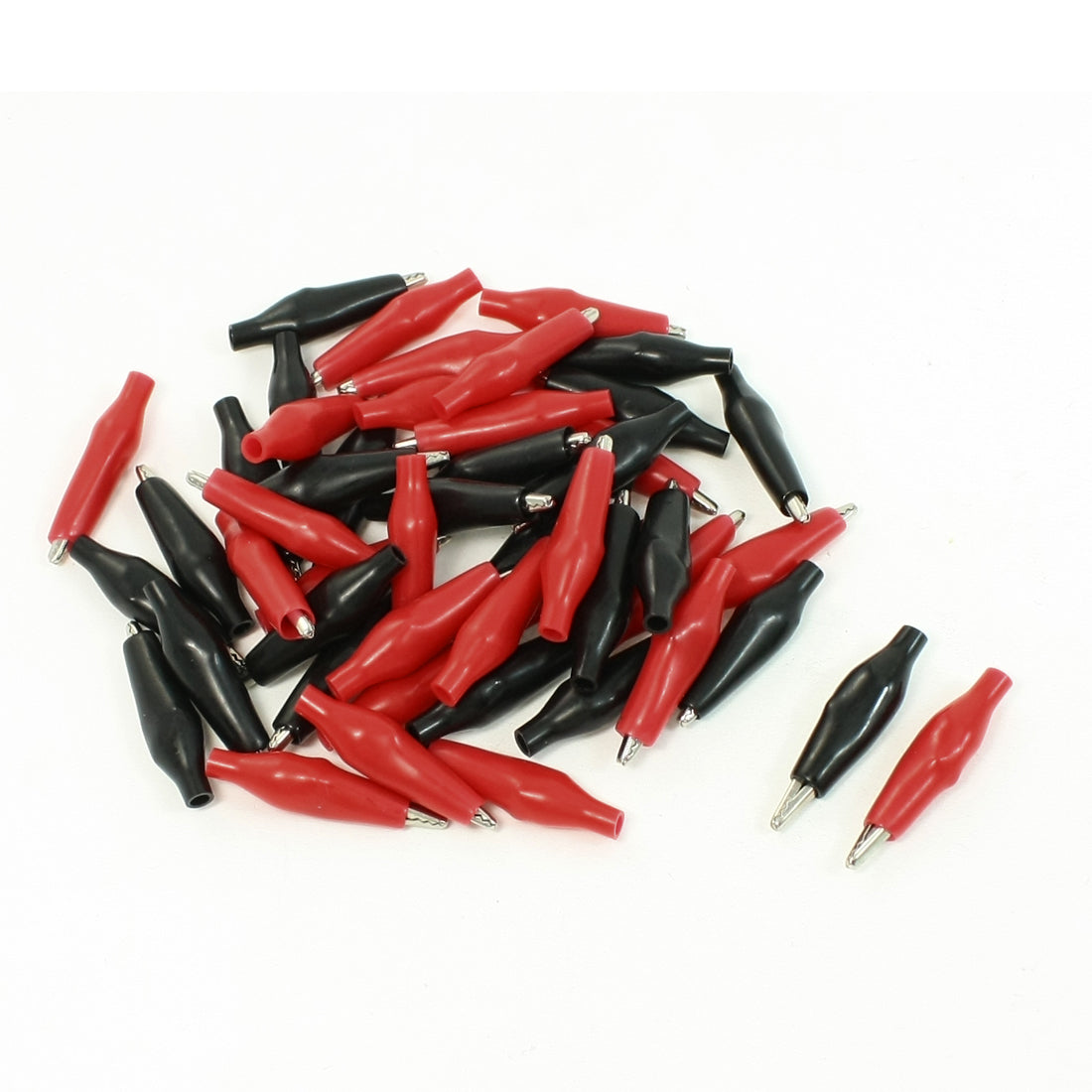 Harfington Black Red 30mm Long Metal Alligator Clips Test Clamps 50pcs