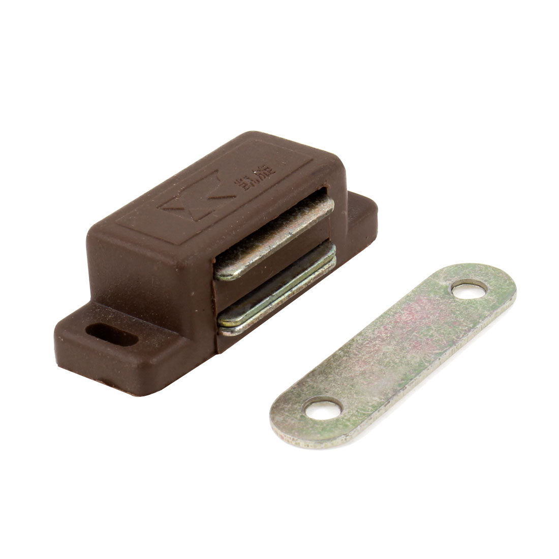uxcell Uxcell Brown Plastic Shell Metal Plate Cabinet Door Magnetic Catch 1.8"