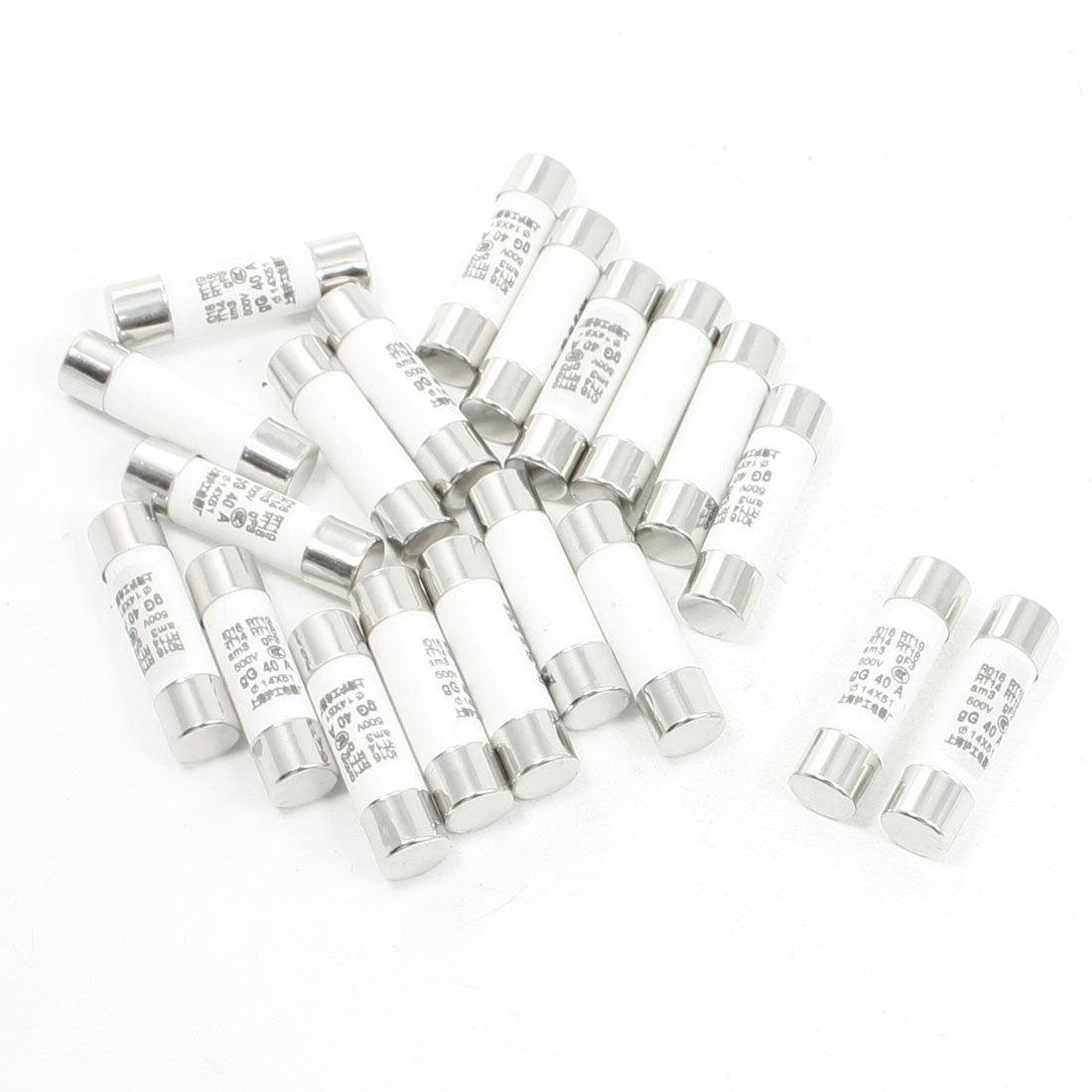 Harfington 20pcs 500V 40A 14x51mm Cylindrical Ceramic Tube Fuses Link R016 RT14 RT18 RT19