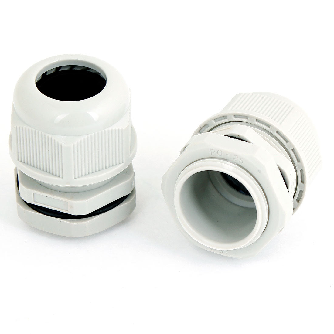 Harfington 2pcs Light Gray Plastic Waterproof Cable Gland Connector Locknut PG25