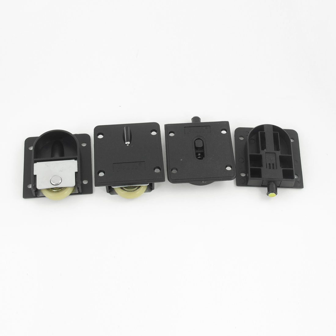 Harfington 2 Set Wardrobe Component Black Plastic Plate 25mm Dia Wheel Sliding Door Roller