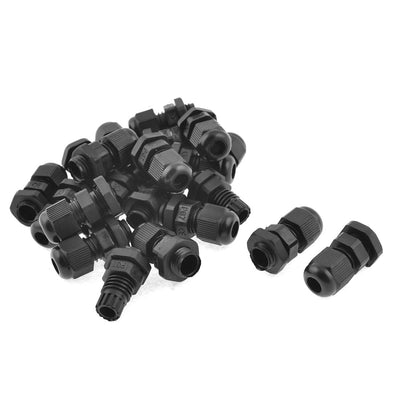 Harfington Black Plastic Waterproof PG7 4-7mm Diameter Cable Gland 20pcs